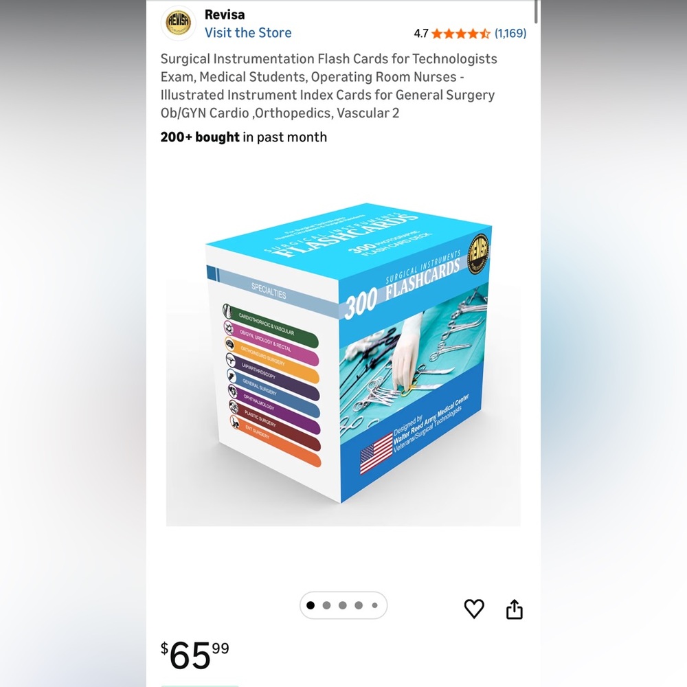 Surgical instrument flash cards; unopened